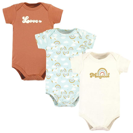 Pañaleros de algodón unisex Hudson Baby, paquete de 3 arcoíris mágicos, recién nacido, paquete de 3 arcoíris mágicos, recién nacido