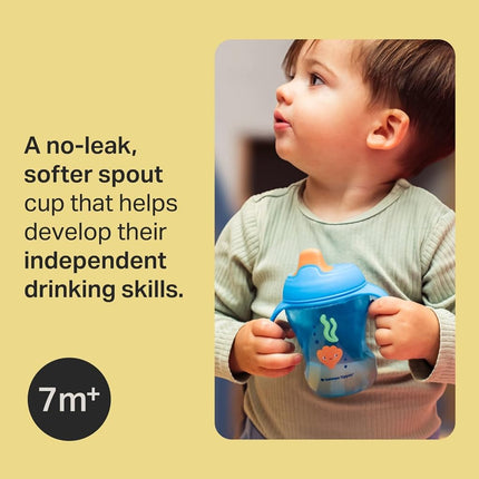 Tommee Tippee Trainer Sippee Cup, 7m+, 8oz, Pack of 3 Non-Spill Trainer Cups for Toddlers, Blue, Orange and Green, with Bite-Resistant Spout and Easy-Hold Handles, Travel Friendly and BPA Free