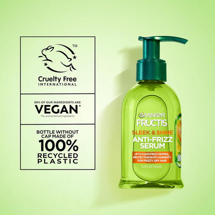 Garnier Fructis Sleek & Shine Anti-Frizz Hair Serum with Argan Oil & Vegan Keratin, Smooths Dry and Frizzy Hair, Humidity Control Styling Treatment, Cruelty Free, 150ml