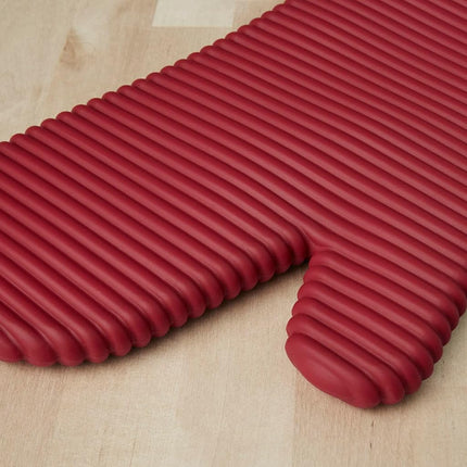KitchenAid Ribbed Soft Silicone Oven Mitt Set, 7"x13", Passion Red