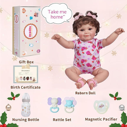 JIZHI Lifelike Reborn Baby Dolls - 20-Inch Real Baby Feeling Realistic-Newborn Baby Dolls Adorable Smiling Real Life Baby Dolls with Feeding Kit & Gift Box for Kids Age 3 +