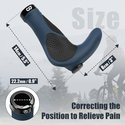 CyclingDeal Mountain Bike Grips Bicycle Handlebar Grips - Ergonomic Bike Grips Anti-Slip Design for MTB Grips - Soft Gel Bike Handlebar Grips - Quality Bike Handle Grips with Bike Bar Ends -Navy Blue