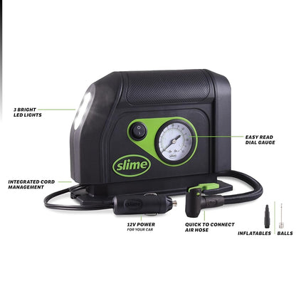 Slime 40050 Tire Inflator (12-V with Gauge and Light)