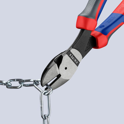 Knipex 74 22 200 High Leverage Diagonal Cutter Black Atramentized with Multi-Component Grips, 200 mm