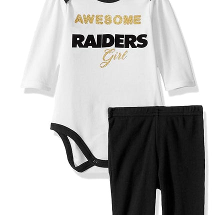 Gerber NFL Baby Girls 3 Pack Bodysuit Registry Gift Set Footed Pant and Cap, Alternate, 3-6M US