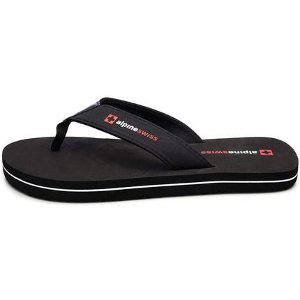 alpine swiss Mens Flip Flops Beach Sandals EVA Sole Comfort Thongs Obsidian Black 13 M US