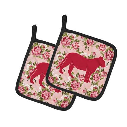 Caroline's Treasures Tiger Shabby Chic Pink Roses Pair of Pot Holders BB1010-RS-PK-PTHD, 7.5HX7.5W, Multicolor