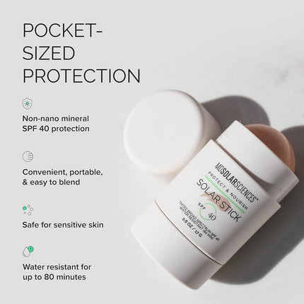 MDSolarSciences Stick Solaire Teinté SPF 40 - Se fond parfaitement à la peau - Léger, Fini Mat - Formule Minérale Pure - Sans Traces Blanches - Sans Parfum et Vegan - Écran Solaire 16 g