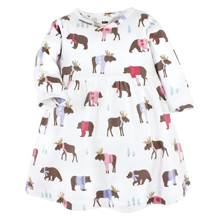 Hudson Baby Baby-Girls Cotton Dresses, Pink Moose Bear, 6-9 Months
