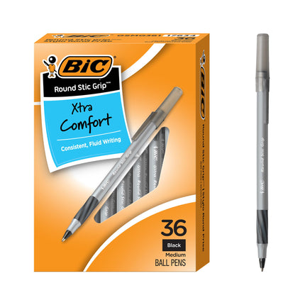 BIC Round Stic Grip Xtra Comfort Black Ballpoint P