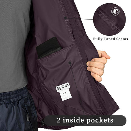 33,000ft Windbreaker, raincoat waterproof man, purple, S