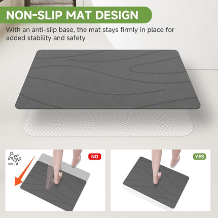 Tapis de bain en pierre Liyarya, tapis de douche en pierre de diatomée pour salle de bain, tapis de bain absorbant, tapis de sol de salle de bain antidérapant, séchage rapide, facile à nettoyer, 80 x 50 cm