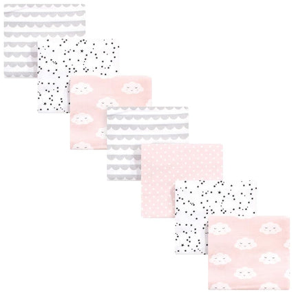 Mantas de algodón de franela Hudson Baby unisex, paquete de nubes rosas, talla única