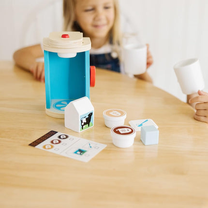Melissa & Doug 11-Piece Brew and Serve Wooden Coffee Maker Set - Play Kitchen Accessories, Pretend Play Kitchen Accessories Kids Coffee Maker Play Set For Girls And Boys