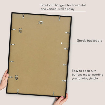 Americanflat 22x30 Picture Frame with Polished Plexiglass - Streamline Collection - Thin Border Picture Frame for Wall Display - Hanging Hardware Included - black