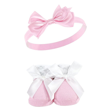 Hudson Baby set de diadema y calcetines para bebé niña, rosa gris, 1 unidad (paquete de 1)