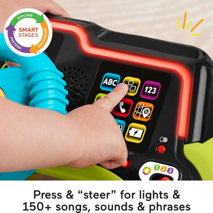 Fisher-Price Baby & Toddler Learning Toy Laugh & Learn Sit & Steer Driver Car Activity Center with Smart Stages for Ages 6+ Months, JDY43