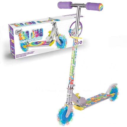 OzBozz TIE DYE SCOOTER WITH FLASHING WHEELS, rainbow