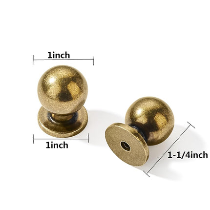 khtumeware 6 Pack Cabinet Knobs Burnished Brass 1 inch (25 mm) Diameter Antique Bronze Drawer Knobs Vintage Cabinet Hardware