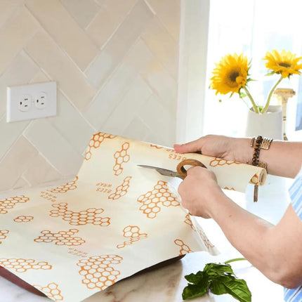 Bee's Wrap - XXL Roll 14" x 52"- Made in The USA with Certified Organic Cotton - Plastic and Silicone Free - Reusable Eco-Friendly Beeswax Food Wrap - Honeycomb Print