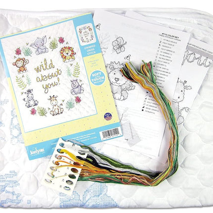 Design Works Crafts Janlynn Stamped for Cross Stitch Baby Quilt Kit, in The Jungle
