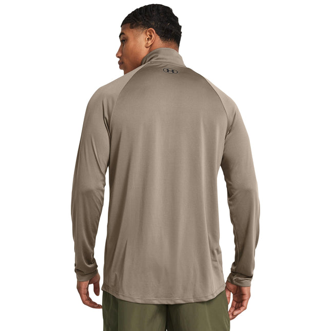 Sudadera de manga larga con media cremallera Under Armour Tech 2.0 para hombre, (200) Taupe Dusk / / Negro, 4XL/Alto