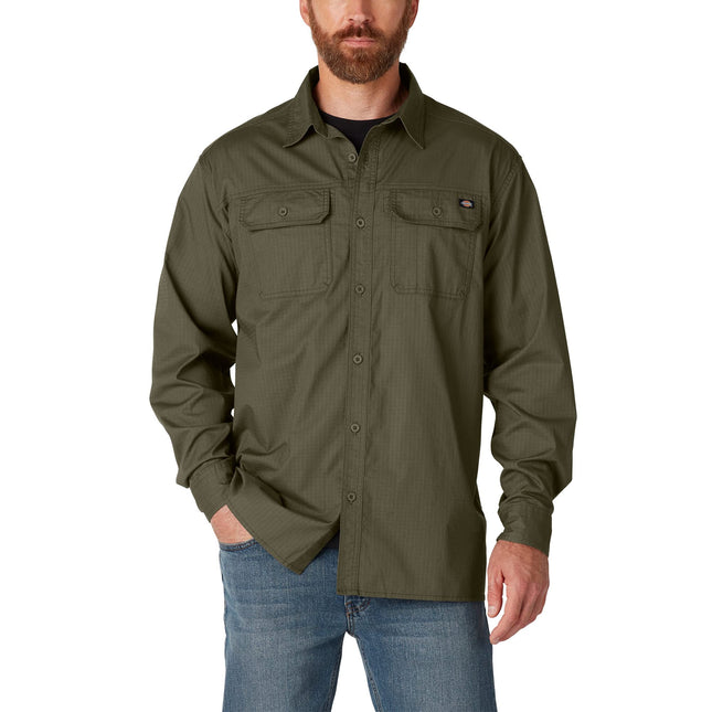 Dickies Men's Flex Denim Long Sleeve Shirt Button,