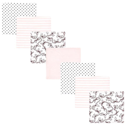 Hudson Baby Lot de couvertures douces en flanelle de coton pour bébé, motif nœuds roses, taille unique