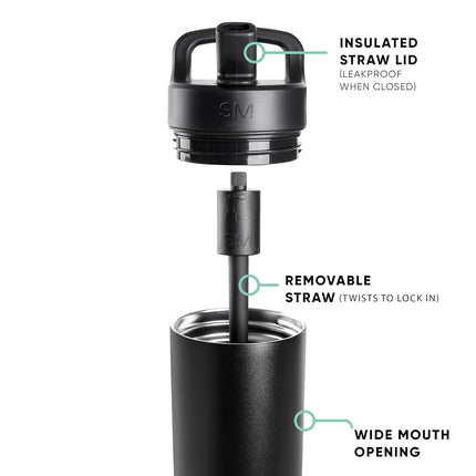 Simple Modern Water Bottle with Straw lid | Insulated Stainless Steel | Reusable Travel Water Bottles for Gym & Sports | Leak Proof & BPA Free | 24oz, Raspberry Vibes