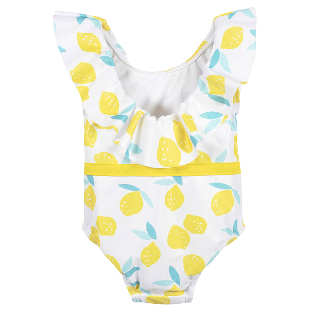Traje de baño de una pieza para niña Gerber, limones amarillos blancos, 3-6 meses