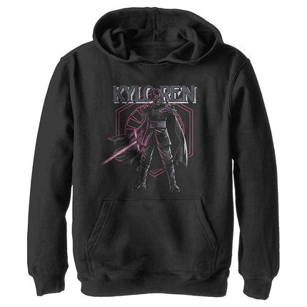 STAR WARS Boy's The Rise of Skywalker Kylo Ren Emblem Pull Over Hoodie, Black, Medium