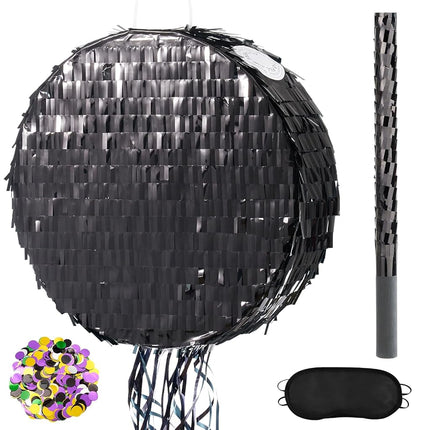 WERNNSAI Black Round Piñata