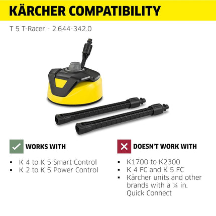 Kärcher - T 5 T-Racer 11" Electric Power Pressure Washer Surface Cleaner Attachment - 32" Extension Wand Included - 2600 PSI - for Kärcher K1-K5