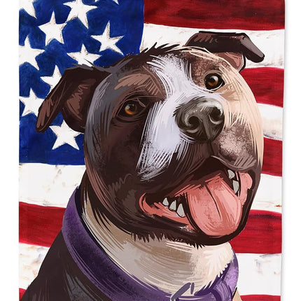 Caroline's Treasures CK6467CHF Bandera de Casa de Lona con Bandera de Estados Unidos y Perro Bull Terrier, Grande, multicolor