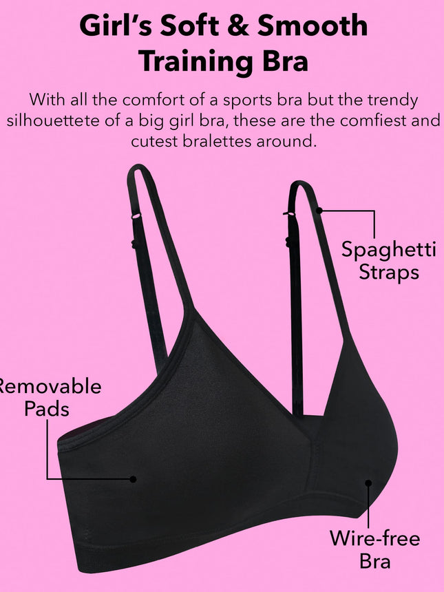 Fruit of the Loom Girls' Soft and Smooth Training Bra, Light Nude/White/Black Hue, X-Large