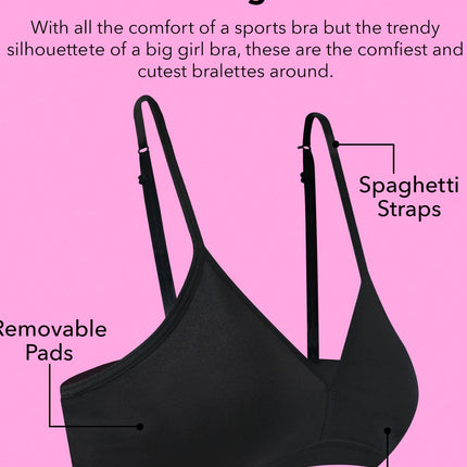 Fruit of the Loom Girls' Soft and Smooth Training Bra, Blush Rose/Grey Heather/Charcoal Heather, Small