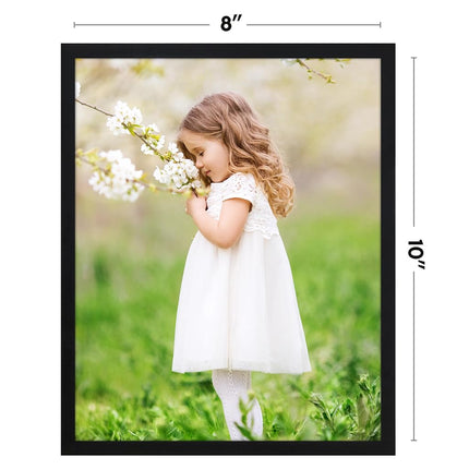 Americanflat 8x10 Picture Frame with Shatter-Resistant Glass - Streamline Collection - Thin Border Photo Frame for Wall and Tabletop Display - Hanging Hardware and Easel Back Included - Black