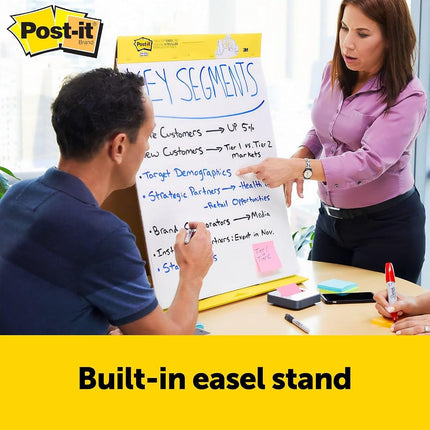 Post-it Super Sticky Portable Tabletop Easel Pad w/Dry Erase Panel 20 x 23 Inches, 20 Sheets/Pad, 2 Pads, One Side White Self Stick Flip Chart Paper, One Side Dry Erase, Built-in Stand (563DE VAD 2PK)
