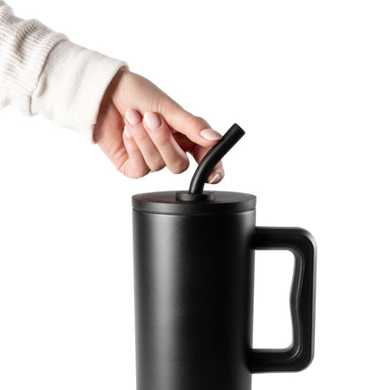 Simple Modern 40 oz Tumbler with Handle and Straw Lid | Leak-Proof Insulated Stainless Steel Water Bottle Travel Mug Cupholder Use | Gifts for Women Men Him Her | Trek Signature | Almond Birch