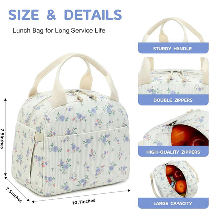 Bluboon Lunch Bag for Women Men Cute Corduroy Lunch Tote Bags Reusable Insulated Lunch Box Large Capacity Reusable Insulated Cooler for Work Picnic or Travel