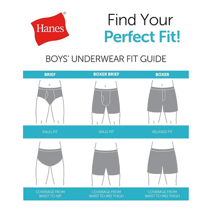 Hanes Boys' Moves Underwear, Anti-Chafe Boxer Briefs for Boys, 6-Pack Retro Shorts (6-Pack), Black, Grey, Red, L