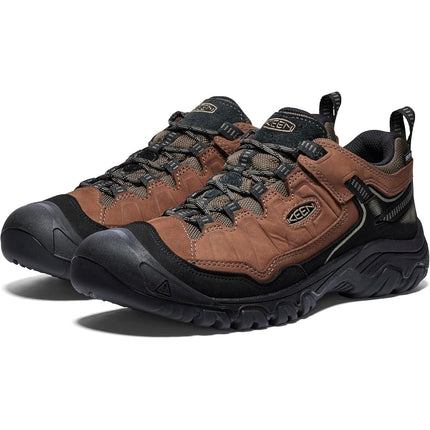 KEEN Men's Targhee 4 Low Height Durable Comfortable Waterproof Hiking Shoes, Bison/Black, 7.5 Wide CA