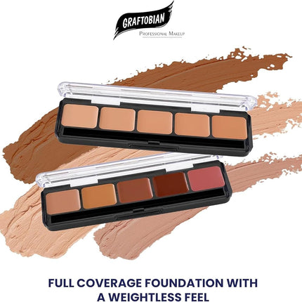 Graftobian Warm #2 | Ultra HD Foundation Palette - Glamour Crème | 30252 | High Definition Crème Makeup Foundation Palette | 5 Well | Cruelty Free