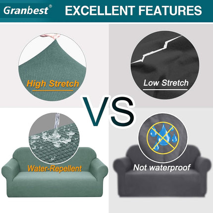 Granbest Premium Water Repellent Sofa Cover High Stretch Couch Slipcover Super Soft Fabric Couch Cover (Matcha Green, Large)