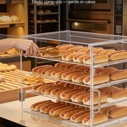 VEVOR Bakery Display Case, 4-Tier Commercial Countertop Pastry Display Case, Clear Acrylic Bread Box for Kitchen, Party Cake Cabinet with Magnetic Rear Door for Cookie Dessert Donut, 530x435x415 mm