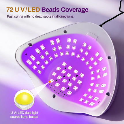 JODSONE UV LED Nail Lamp, 320W Nail Dryer for Gel Polish, High-Power Gel Nail Lamp with 72 Light Beads, Led Nail Light with Automatic Sensor & 4 Timers