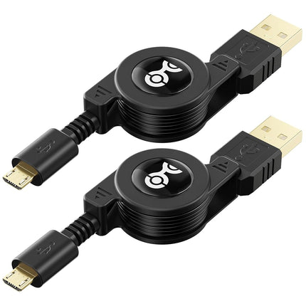 Cable Matters (2-Pack) Gold-Plated Retractable USB to Micro-USB Charge & Sync Cable � 2.5 Feet