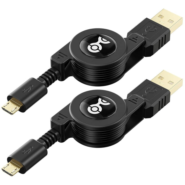 Cable Matters (2-Pack) Gold-Plated Retractable USB to Micro-USB Charge & Sync Cable � 2.5 Feet