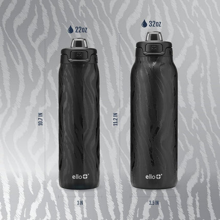 Ello Pop & Fill 22 fl oz Stainless Steel Water Bottle with Quick Fill Technology, Double-Walled & Vacuum Insulation, Leakproof Sealing Lid, Straw & Spout