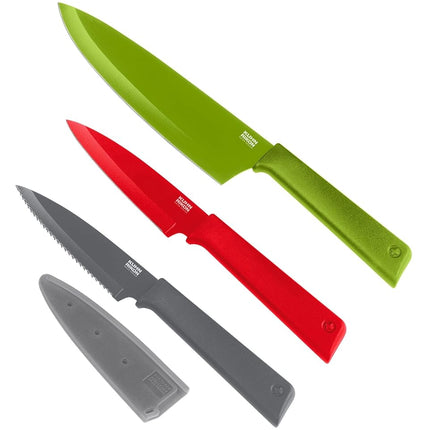 Kuhn Rikon Colori+ Culinary 3 Pc Kitchen Knife Set